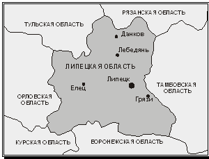 Липецкая область на карте с кем граничит.